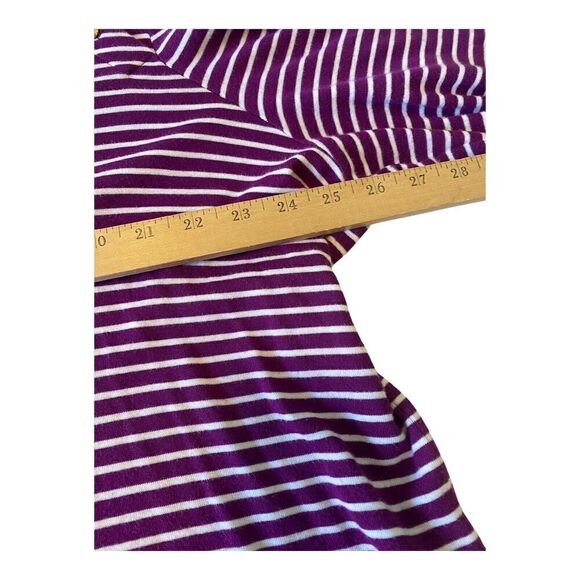 Chaps Classic Woman’s 3/4 Sleeve Striped Purple Shirt Plus Size 3X 100% Cotton - Picture 8 of 10